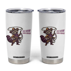 Mardi Gras Raccoon Tumbler Cup Yee Haw Cowboy Mardi Gras Carnival Trendy Meme TS14 White Print Your Wear