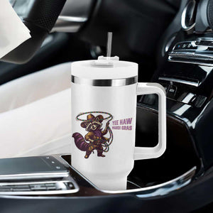 Mardi Gras Raccoon Tumbler With Handle Yee Haw Cowboy Mardi Gras Carnival Trendy Meme TS14 Print Your Wear