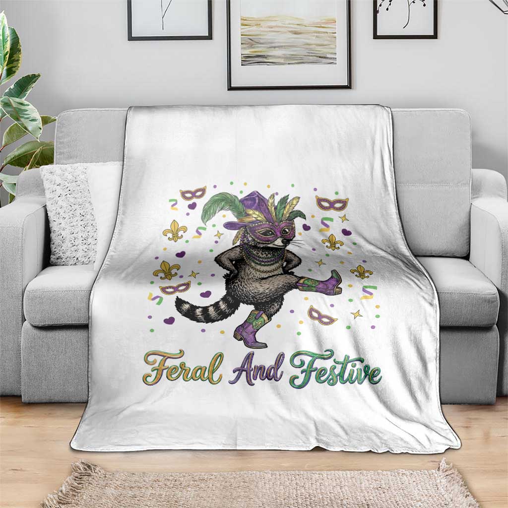 Mardi Gras Raccoon Throw Blanket Feral And Festive TS14 Print Your Wear