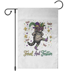 Mardi Gras Raccoon Garden Flag Feral And Festive TS14 White Print Your Wear
