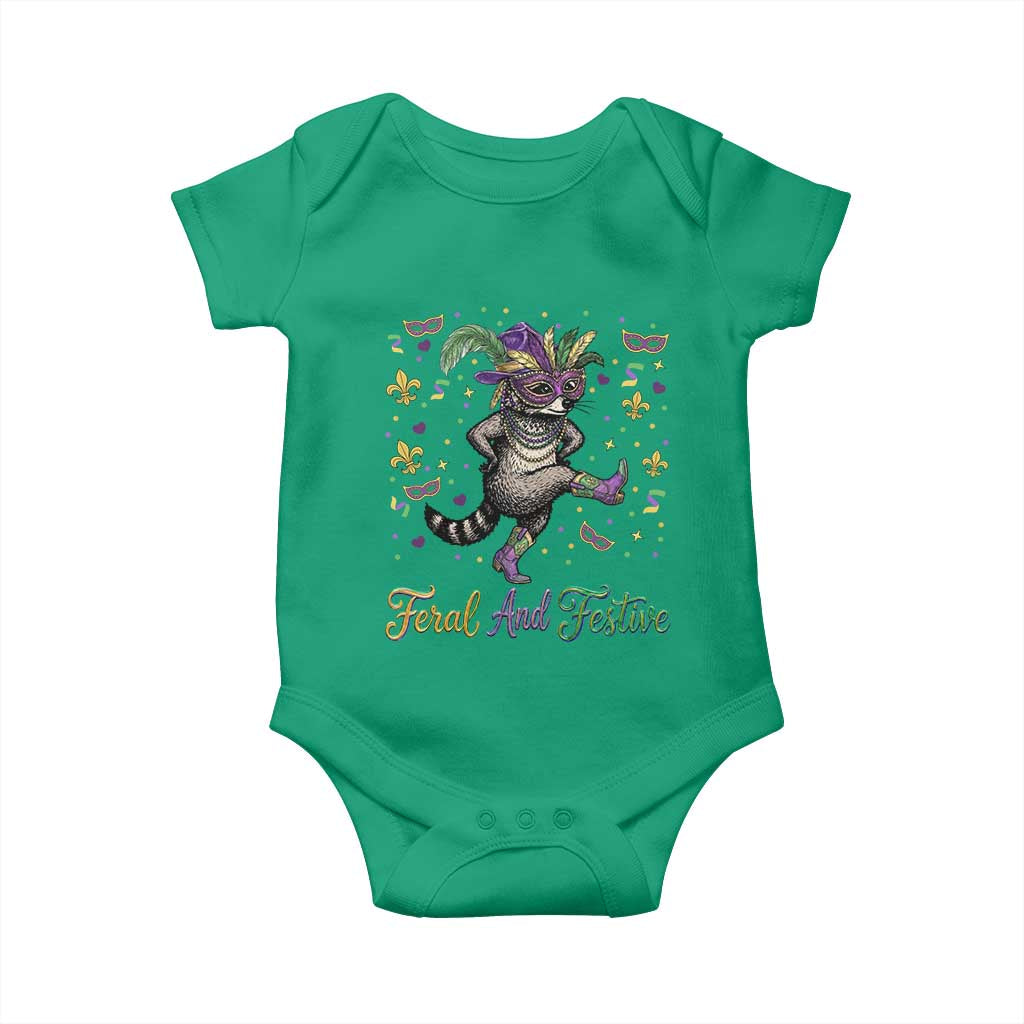 Mardi Gras Raccoon Baby Onesie Feral And Festive TS14 Irish Green Print Your Wear