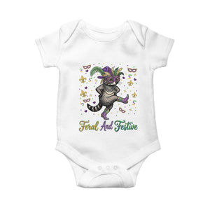Mardi Gras Raccoon Baby Onesie Feral And Festive TS14 White Print Your Wear