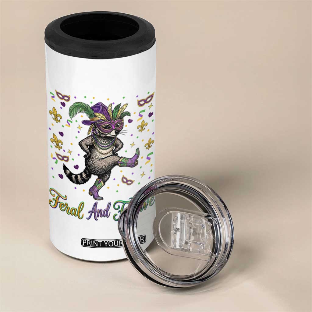 Mardi Gras Raccoon 4 in 1 Can Cooler Tumbler Feral And Festive TS14 Print Your Wear