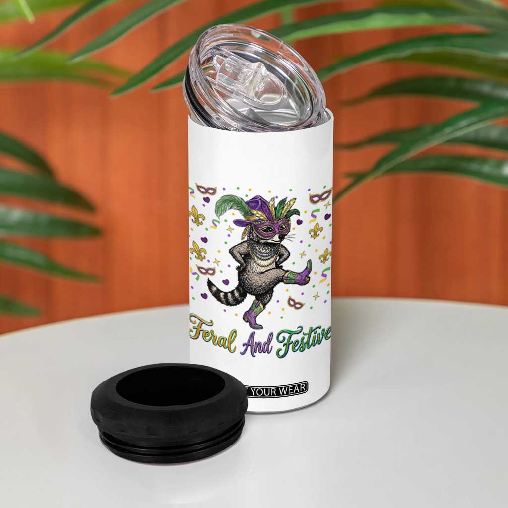 Mardi Gras Raccoon 4 in 1 Can Cooler Tumbler Feral And Festive TS14 Print Your Wear