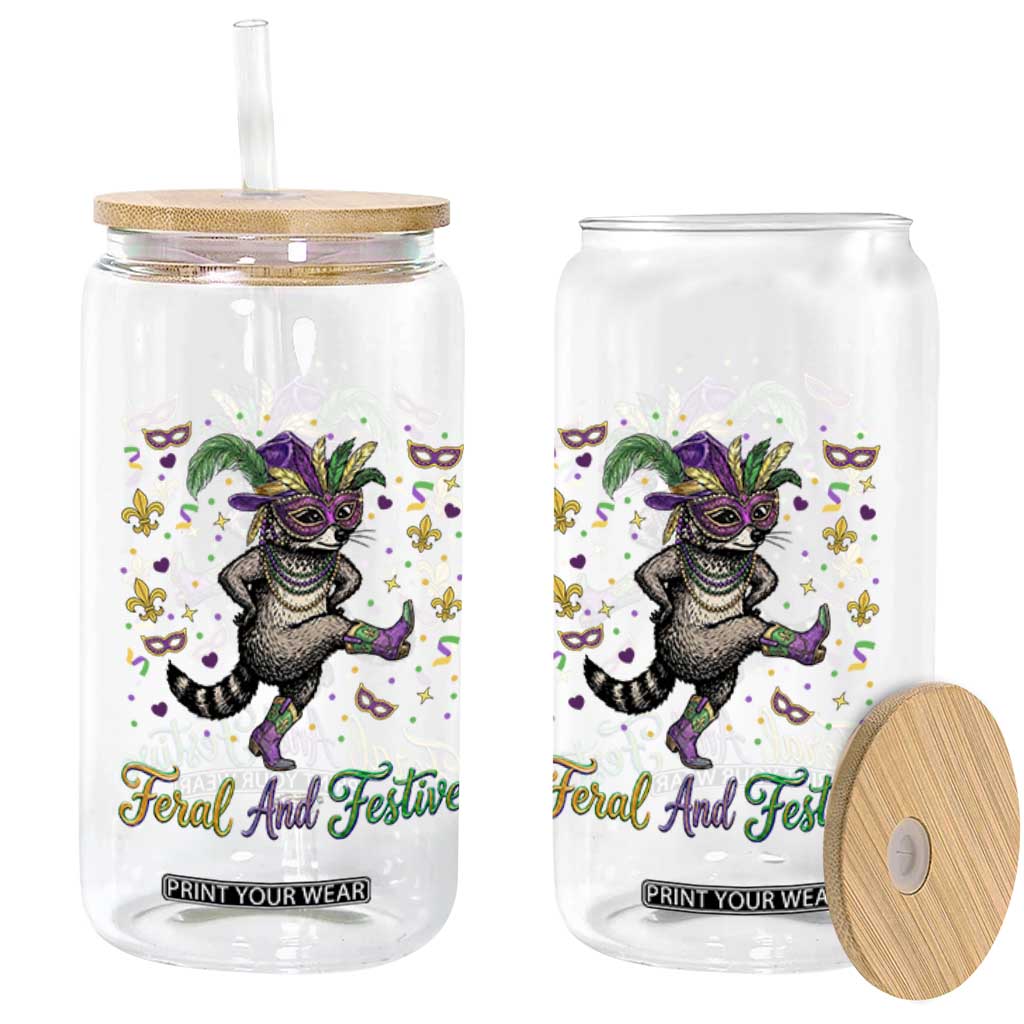 Mardi Gras Raccoon Glass Can Feral And Festive TS14 Print Your Wear