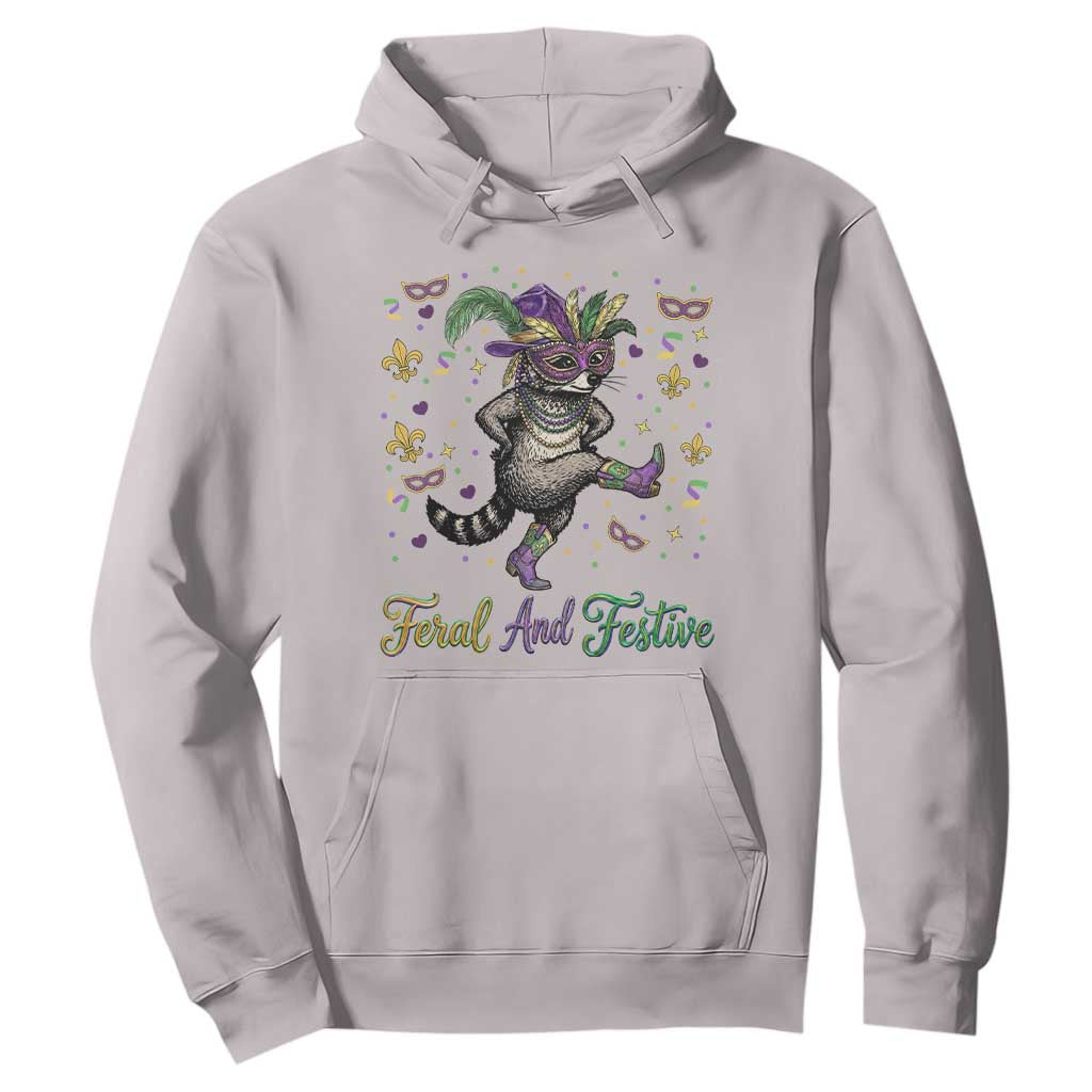 Mardi Gras Raccoon Hoodie Feral And Festive TS14 Ice Gray Print Your Wear