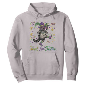 Mardi Gras Raccoon Hoodie Feral And Festive TS14 Ice Gray Print Your Wear