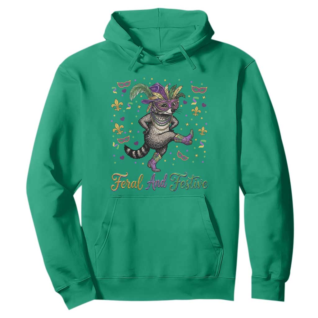 Mardi Gras Raccoon Hoodie Feral And Festive TS14 Irish Green Print Your Wear