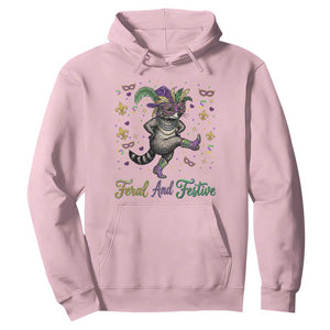Mardi Gras Raccoon Hoodie Feral And Festive TS14 Light Pink Print Your Wear