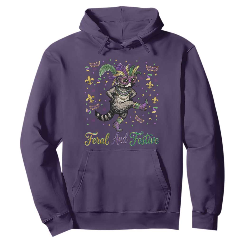 Mardi Gras Raccoon Hoodie Feral And Festive TS14 Purple Print Your Wear