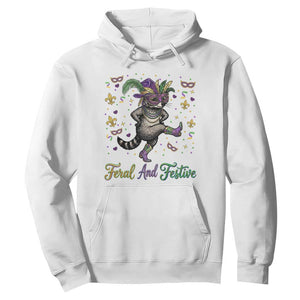 Mardi Gras Raccoon Hoodie Feral And Festive TS14 White Print Your Wear