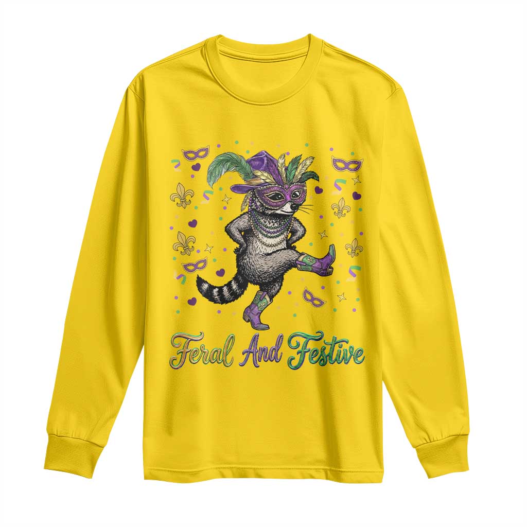 Mardi Gras Raccoon Long Sleeve Shirt Feral And Festive TS14 Daisy Print Your Wear