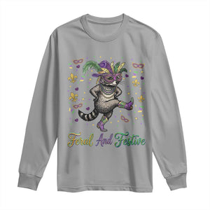 Mardi Gras Raccoon Long Sleeve Shirt Feral And Festive TS14 Sport Gray Print Your Wear