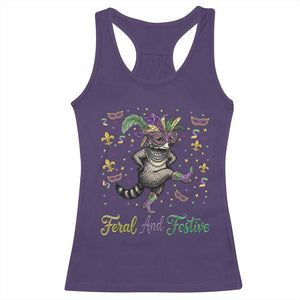 Mardi Gras Raccoon Racerback Tank Top Feral And Festive TS14 Purple Print Your Wear