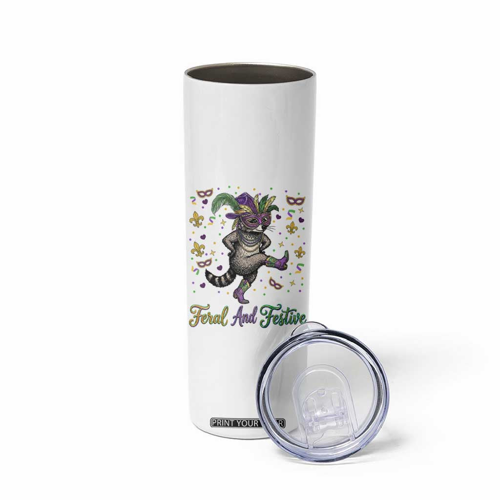Mardi Gras Raccoon Skinny Tumbler Feral And Festive TS14 Print Your Wear