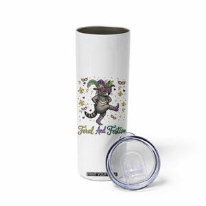 Mardi Gras Raccoon Skinny Tumbler Feral And Festive TS14 Print Your Wear