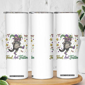 Mardi Gras Raccoon Skinny Tumbler Feral And Festive TS14 Print Your Wear