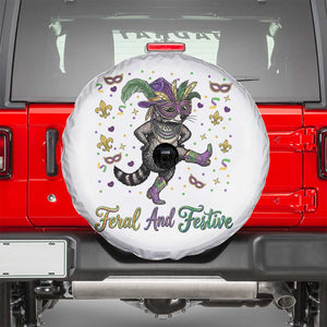 Mardi Gras Raccoon Spare Tire Cover Feral And Festive TS14 White Print Your Wear