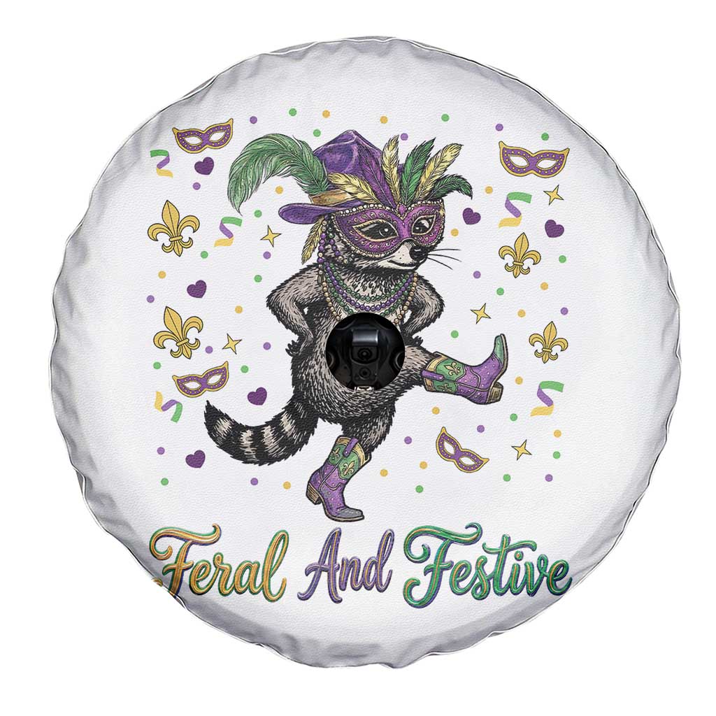 Mardi Gras Raccoon Spare Tire Cover Feral And Festive TS14 Print Your Wear