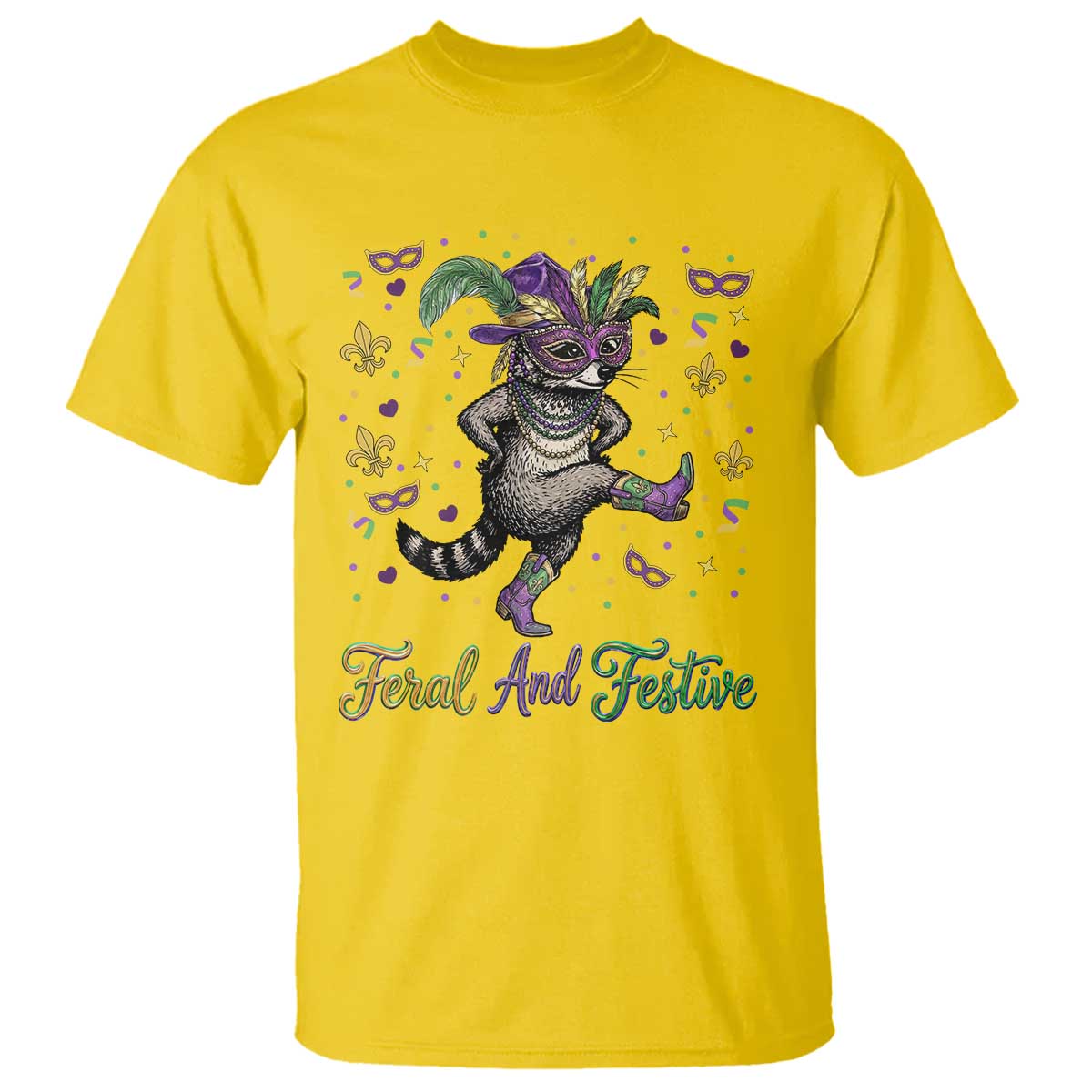 Mardi Gras Raccoon T Shirt Feral And Festive TS14 Daisy Print Your Wear