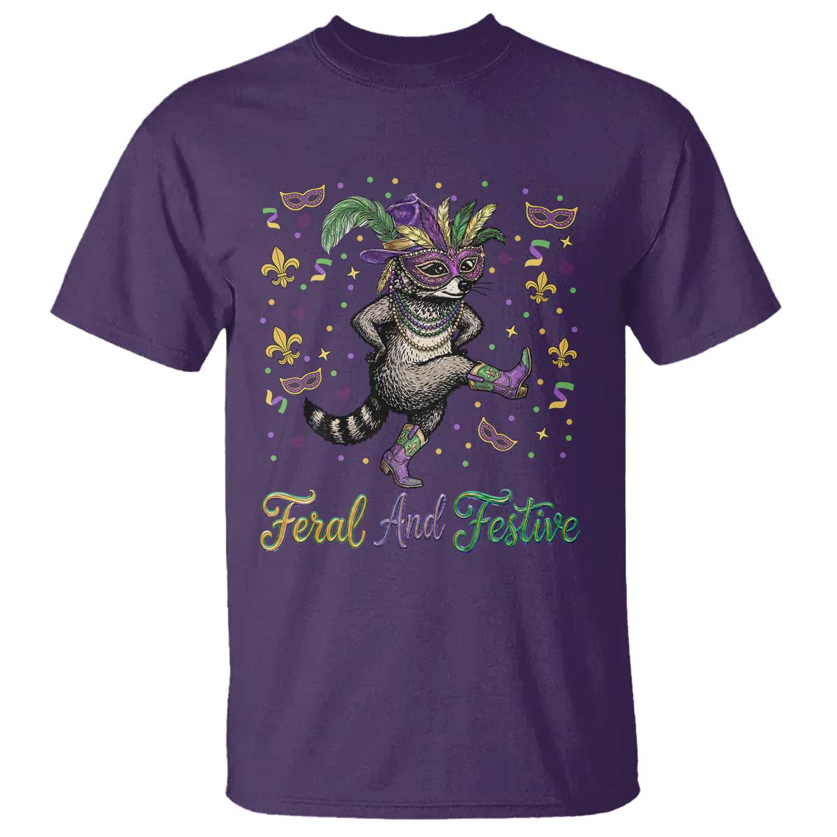 Mardi Gras Raccoon T Shirt Feral And Festive TS14 Purple Print Your Wear