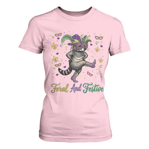 Mardi Gras Raccoon T Shirt For Women Feral And Festive TS14 Light Pink Print Your Wear