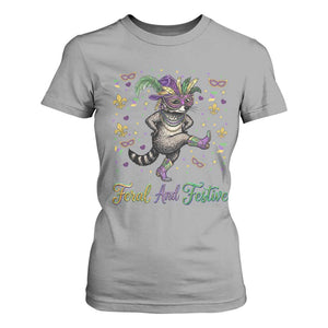 Mardi Gras Raccoon T Shirt For Women Feral And Festive TS14 Sport Gray Print Your Wear