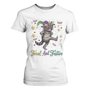 Mardi Gras Raccoon T Shirt For Women Feral And Festive TS14 White Print Your Wear