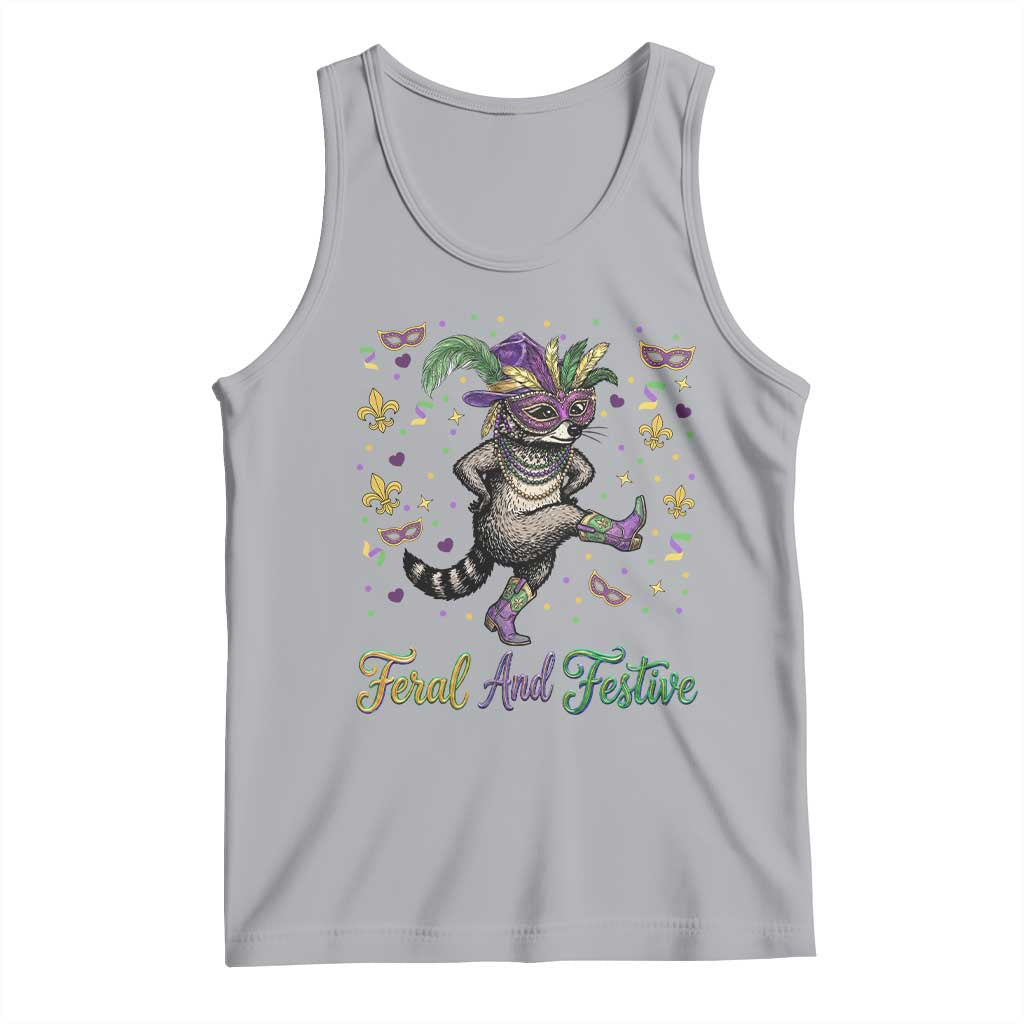 Mardi Gras Raccoon Tank Top Feral And Festive TS14 Athletic Heather Print Your Wear