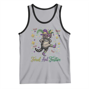 Mardi Gras Raccoon Tank Top Feral And Festive TS14 Athletic Heather Black Print Your Wear