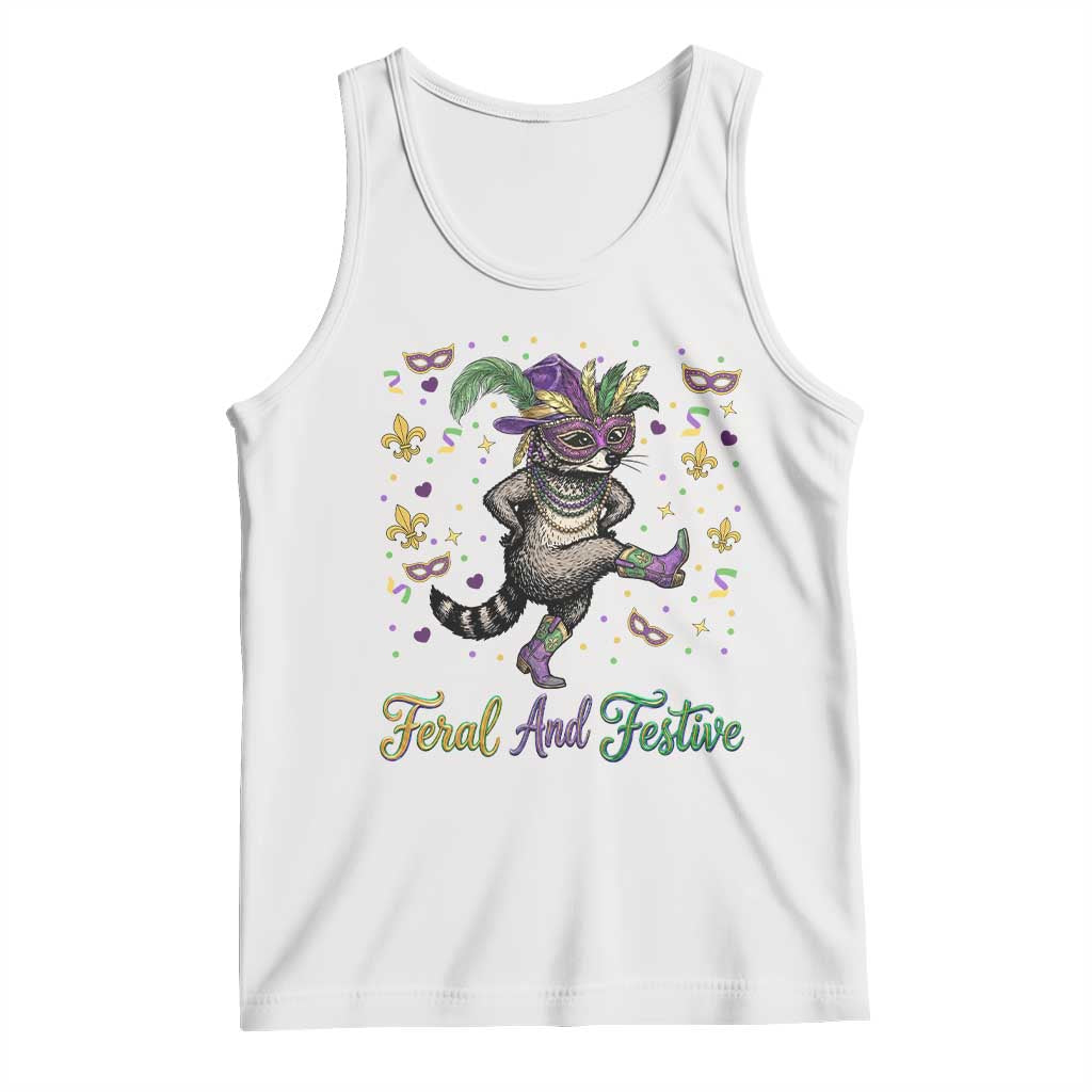 Mardi Gras Raccoon Tank Top Feral And Festive TS14 White Print Your Wear