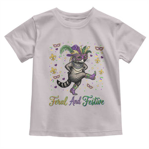 Mardi Gras Raccoon Toddler T Shirt Feral And Festive TS14 Ice Gray Print Your Wear