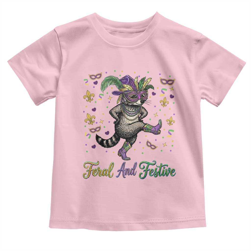 Mardi Gras Raccoon Toddler T Shirt Feral And Festive TS14 Light Pink Print Your Wear