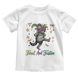 Mardi Gras Raccoon Toddler T Shirt Feral And Festive TS14 White Print Your Wear