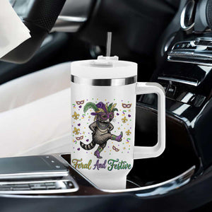 Mardi Gras Raccoon Tumbler With Handle Feral And Festive TS14 Print Your Wear