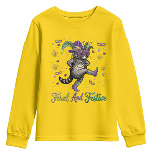 Mardi Gras Raccoon Youth Sweatshirt Feral And Festive TS14 Daisy Print Your Wear