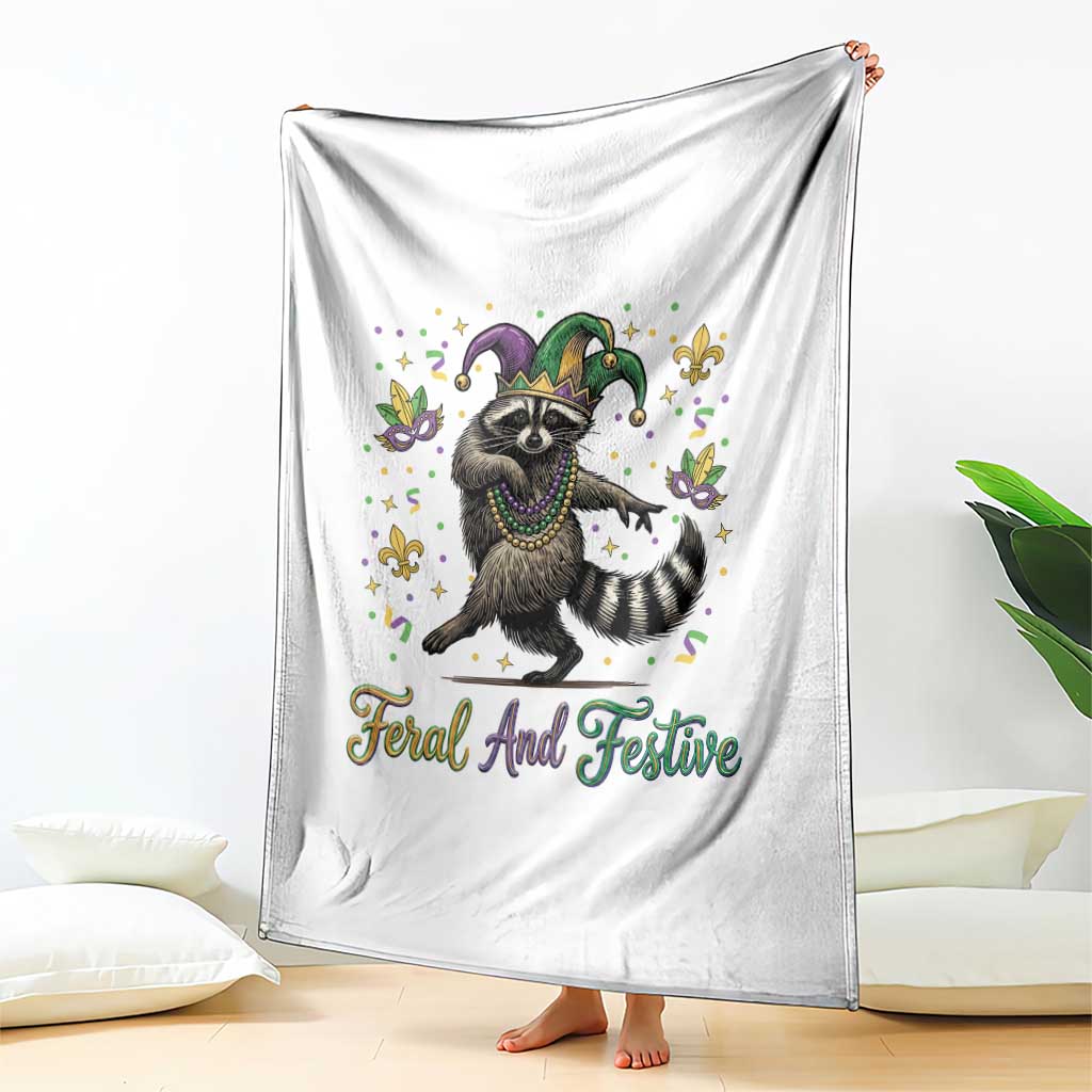 Mardi Gras Raccoon Throw Blanket Feral And Festive Trased Panda TS14 Print Your Wear