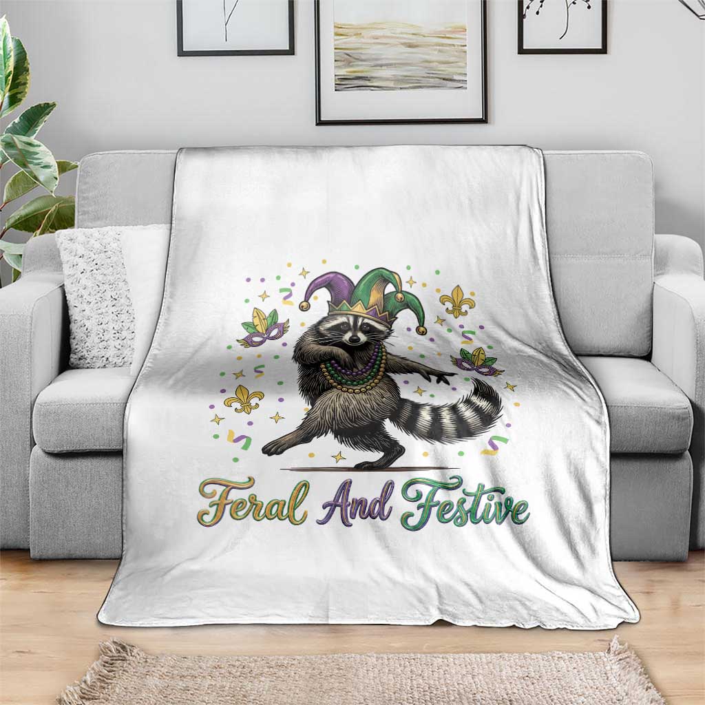 Mardi Gras Raccoon Throw Blanket Feral And Festive Trased Panda TS14 Print Your Wear