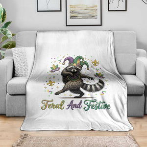 Mardi Gras Raccoon Throw Blanket Feral And Festive Trased Panda TS14 Print Your Wear