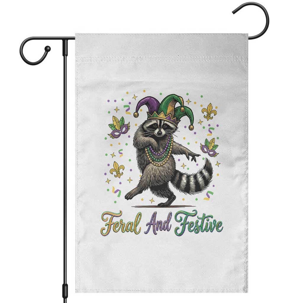 Mardi Gras Raccoon Garden Flag Feral And Festive Trased Panda TS14 White Print Your Wear