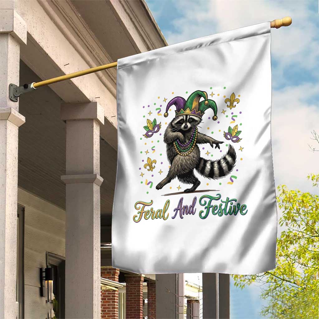Mardi Gras Raccoon Garden Flag Feral And Festive Trased Panda TS14 Print Your Wear