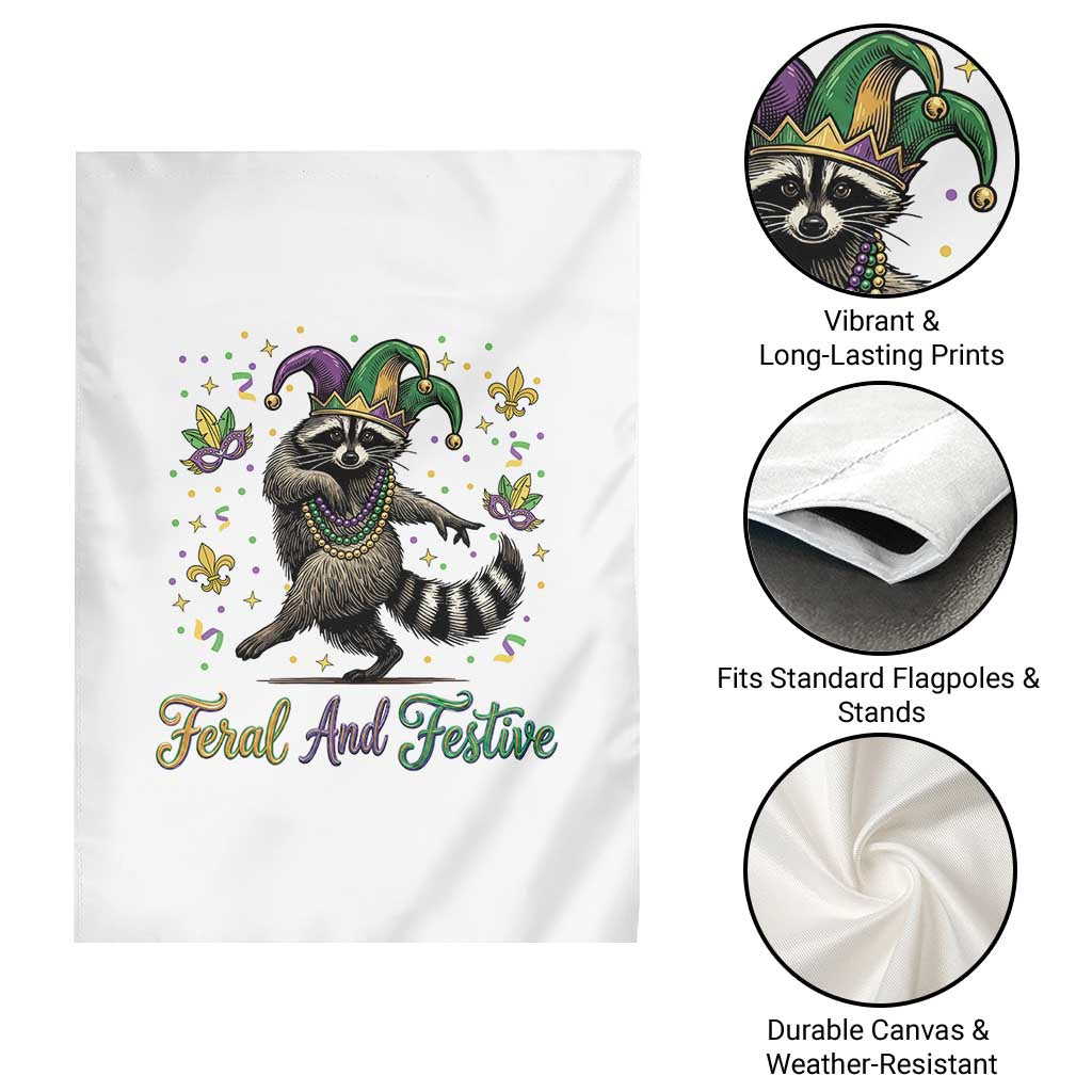 Mardi Gras Raccoon Garden Flag Feral And Festive Trased Panda TS14 Print Your Wear
