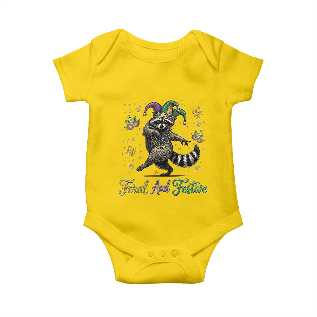 Mardi Gras Raccoon Baby Onesie Feral And Festive Trased Panda TS14 Daisy Print Your Wear