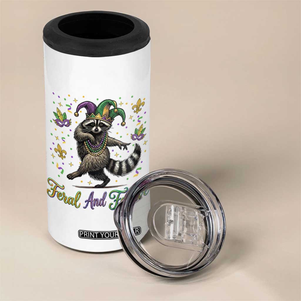 Mardi Gras Raccoon 4 in 1 Can Cooler Tumbler Feral And Festive Trased Panda TS14 Print Your Wear