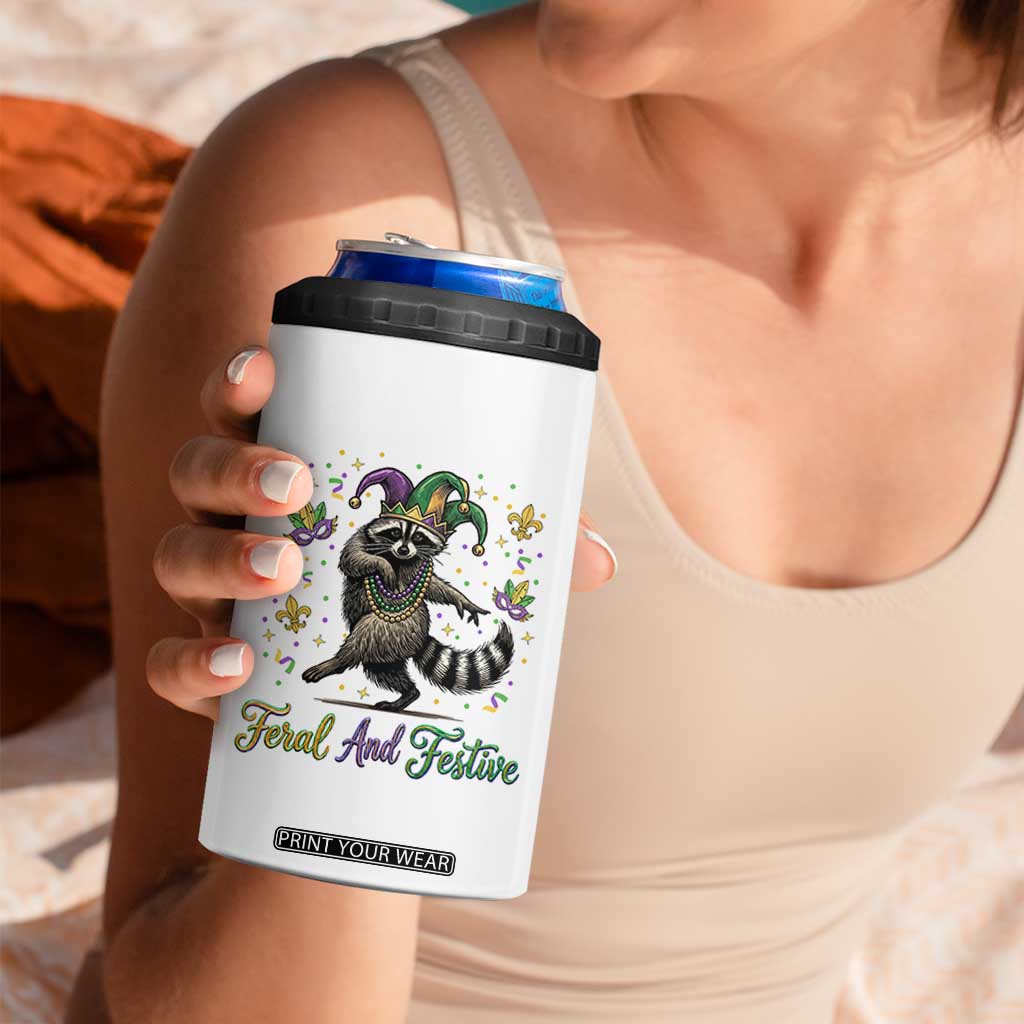 Mardi Gras Raccoon 4 in 1 Can Cooler Tumbler Feral And Festive Trased Panda TS14 Print Your Wear