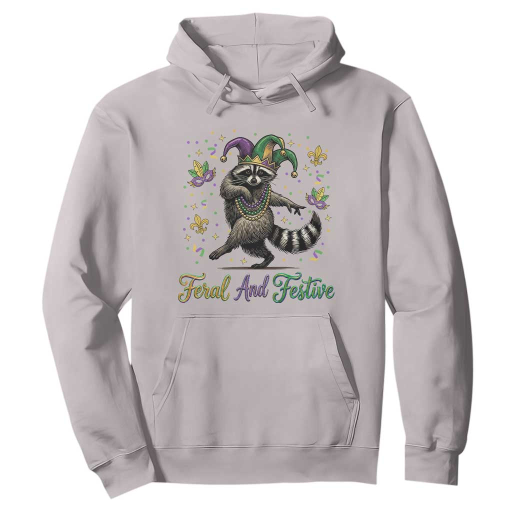 Mardi Gras Raccoon Hoodie Feral And Festive Trased Panda TS14 Ice Gray Print Your Wear