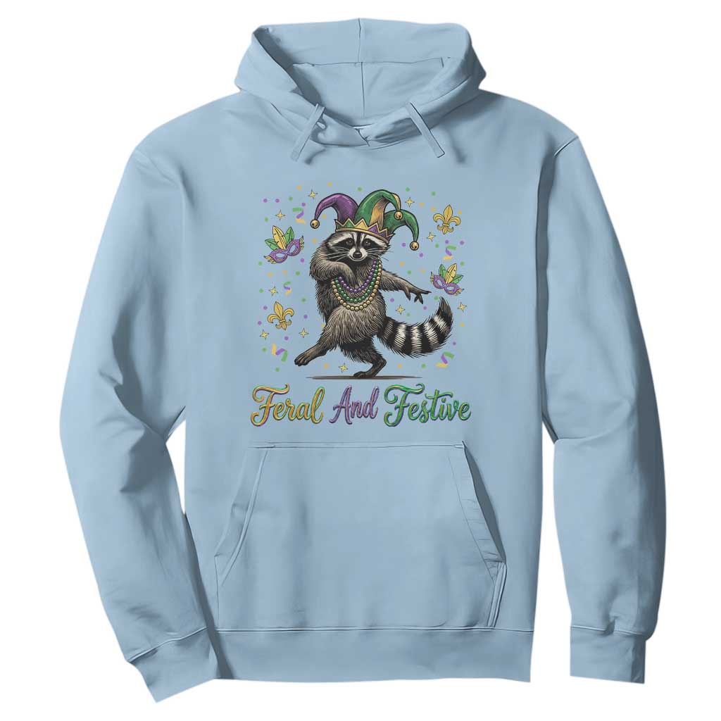 Mardi Gras Raccoon Hoodie Feral And Festive Trased Panda TS14 Light Blue Print Your Wear