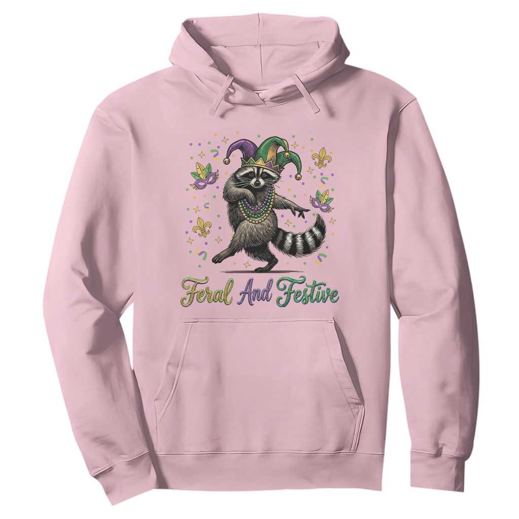 Mardi Gras Raccoon Hoodie Feral And Festive Trased Panda TS14 Light Pink Print Your Wear