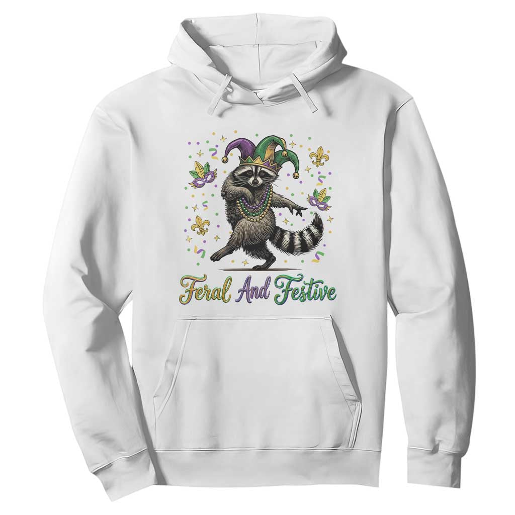 Mardi Gras Raccoon Hoodie Feral And Festive Trased Panda TS14 White Print Your Wear