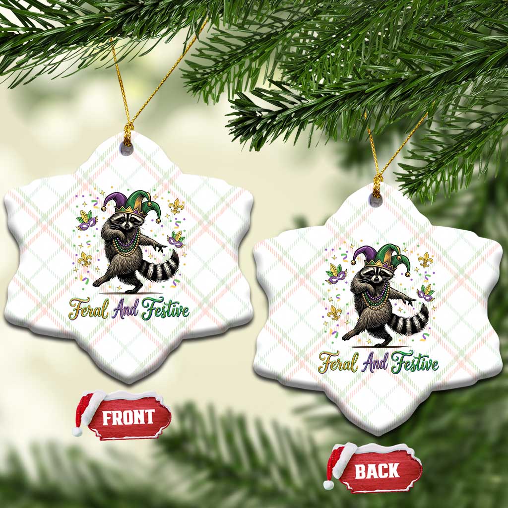 Mardi Gras Raccoon Ceramic Ornament Feral And Festive Trased Panda TS14 Print Your Wear